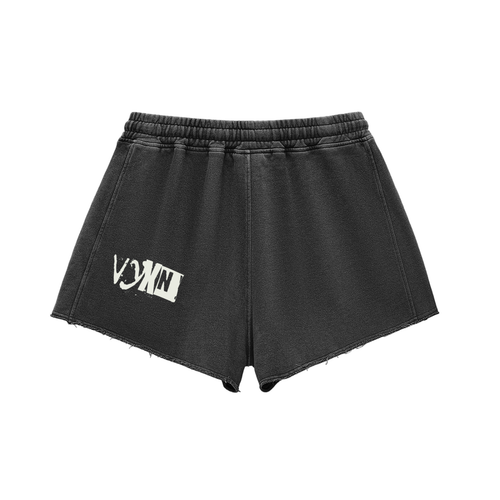 "Sex Symbol" Mini Raw Edge Drawstring Shorts