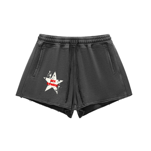"Sex Symbol" Mini Raw Edge Drawstring Shorts